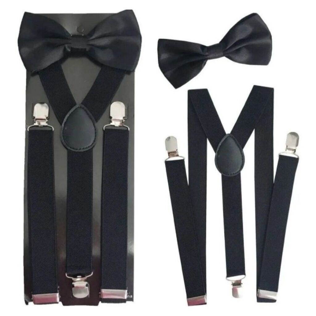 Kit 1 Suspensório + 1 Gravata Borboleta Para Adulto Unissex Casamento ...