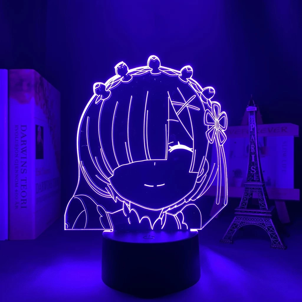 3d Anime Re Zero Lâmpada Starts in Life the World Led Night Light Para Decoração De Noite Presente Rem Luz