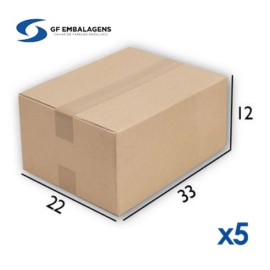 Caixa de Papelão G1 - 33 x 22 x 12 - 5 Unidades | Shopee Brasil