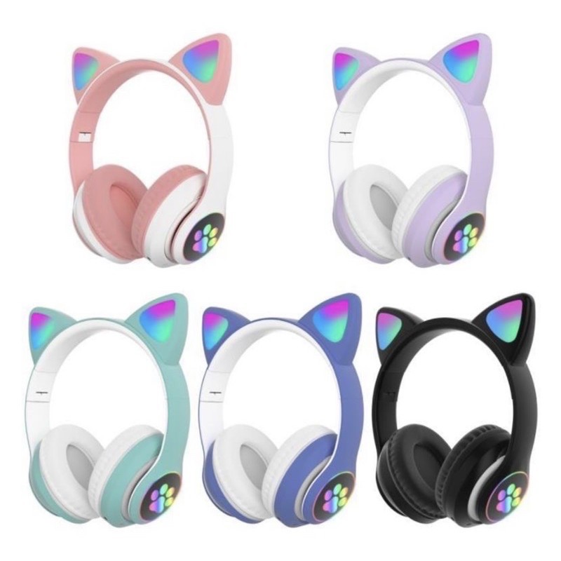 Fone De Ouvido Bluetooth Led Orelha Gato Led Headphone –