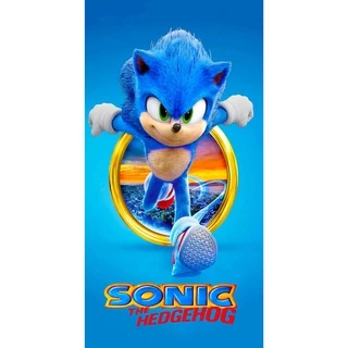 Toalha de Banho Infantil Sonic Praia Piscina Felpa Estampada