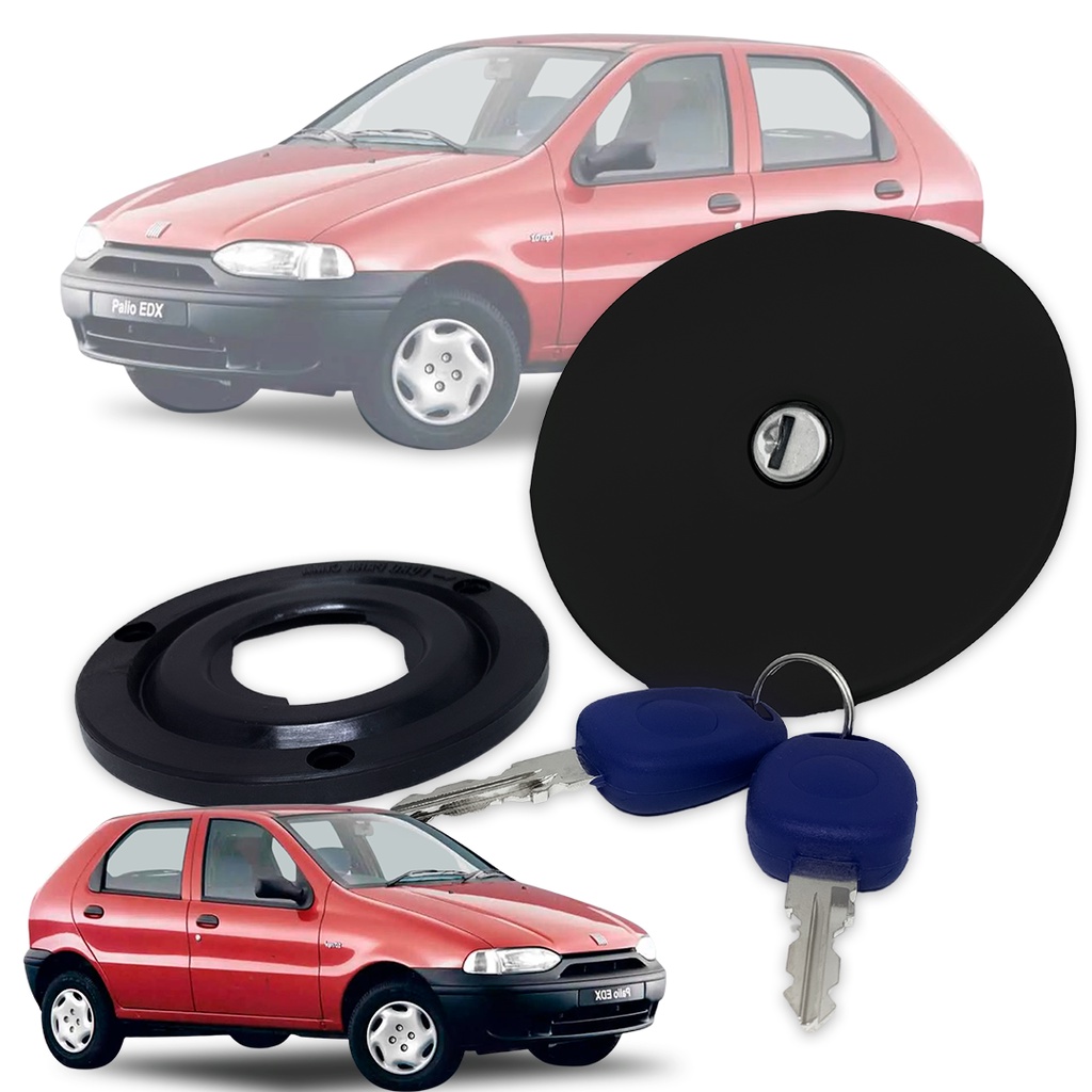 Tampa de Tanque Combustível Preta c/ Chave + Bocal Fiat Palio 98 97 98 99 00