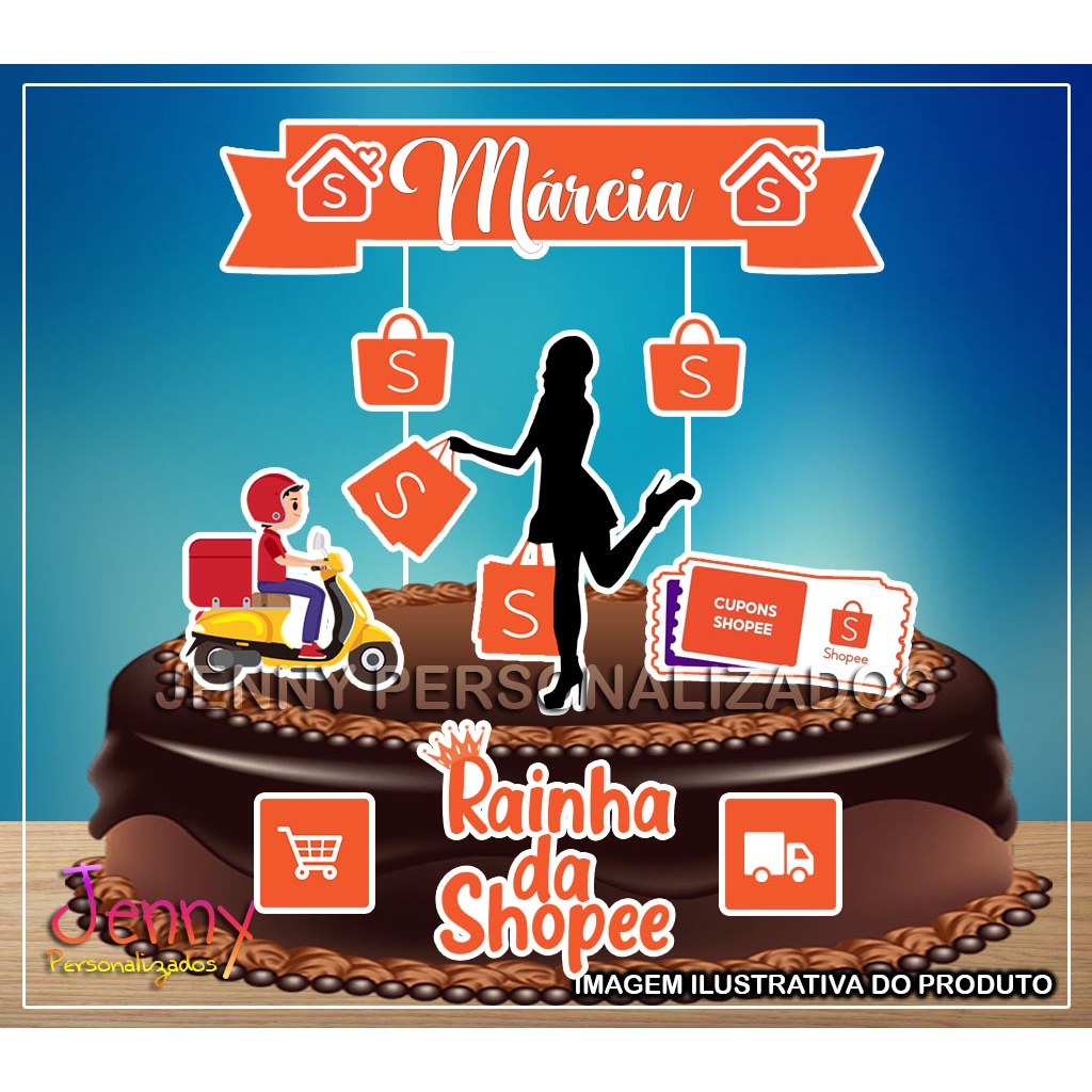 Topo Topper de Bolo Rainha Da Shopee Personalizado com Nome | Shopee Brasil