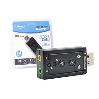 Placa de Som USB 7.1 Adaptador Fone e Microfone P2 Interface