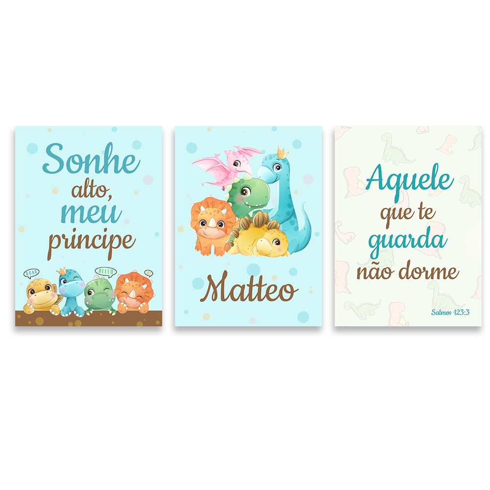 Quadros Decorativos Quarto Infantil Dinossauro Baby