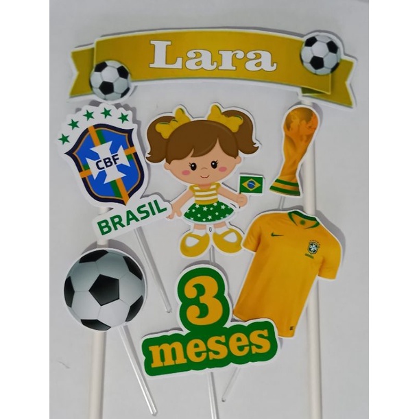 Topo De Bolo Futebol Menina Copa Do Mundo - Jogo De Bola, jogo de