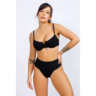 Biquíni Cintura Alta Biniquinis Feminino Top Retro Calcinha Fio Duplo