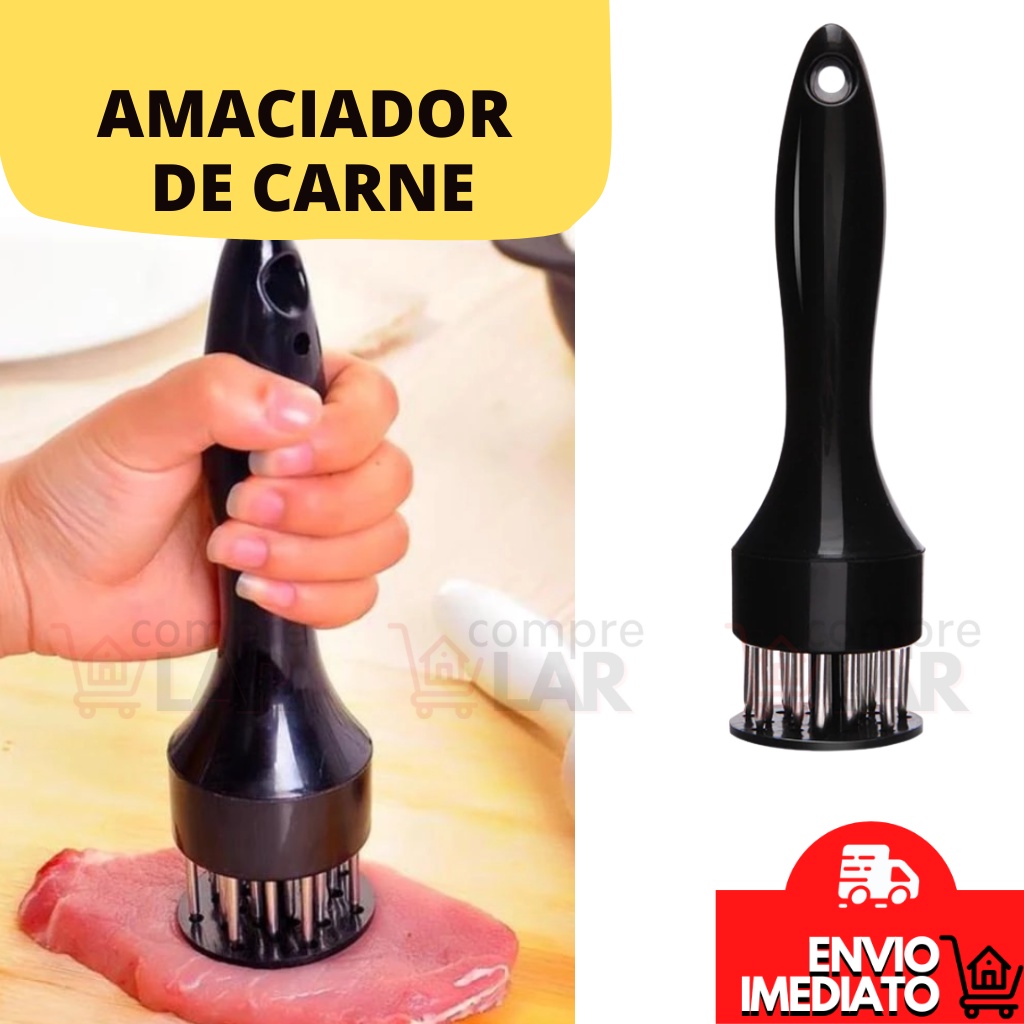 Amaciador De Carne Furador Batedor Manual Em Inox Churrasco Utilidade Cozinha