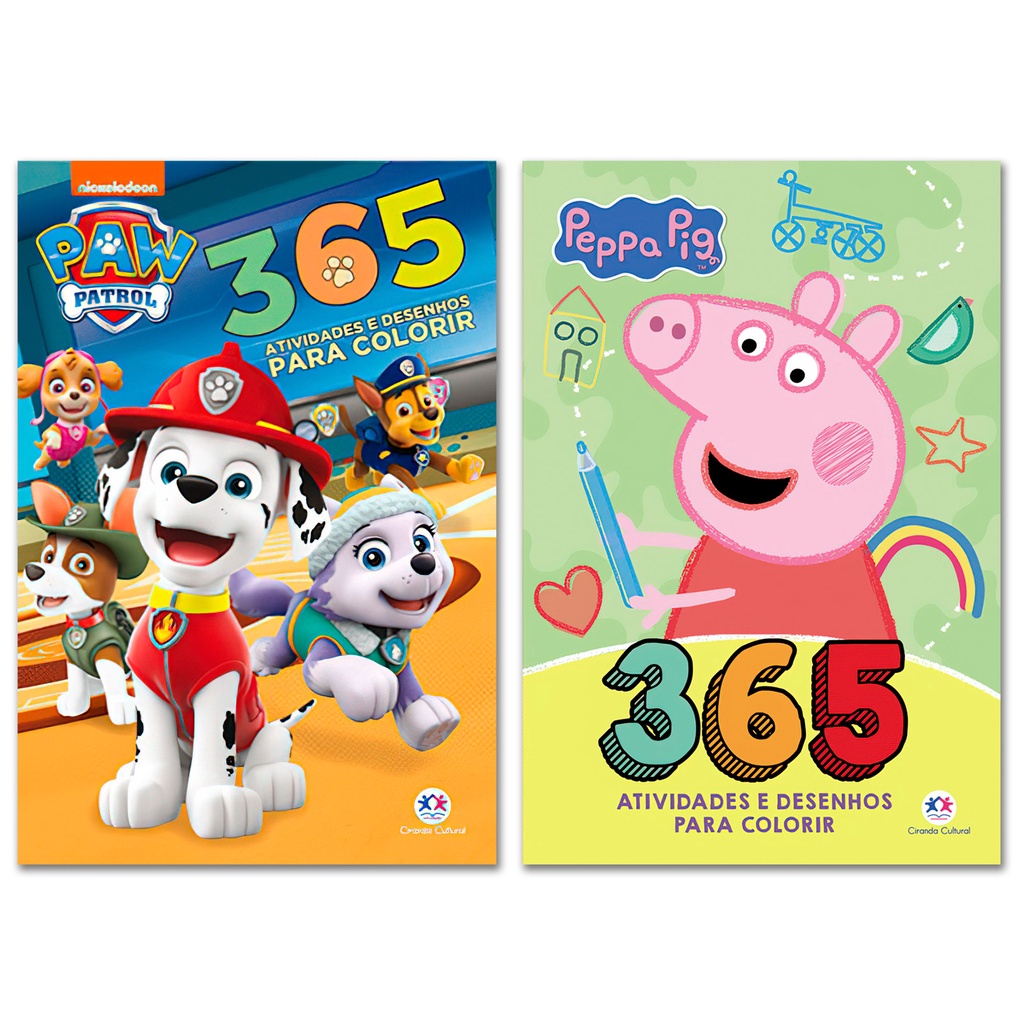 Kit 365 Atividades e Desenho - Peppa Pig + Patrulha Canina | Shopee Brasil