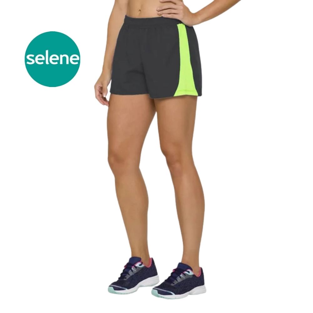 Short De Academia Selene Com Cos Em Elastico Liso Esportivo Corrida  Poliester Curto Modelo Feminina Original