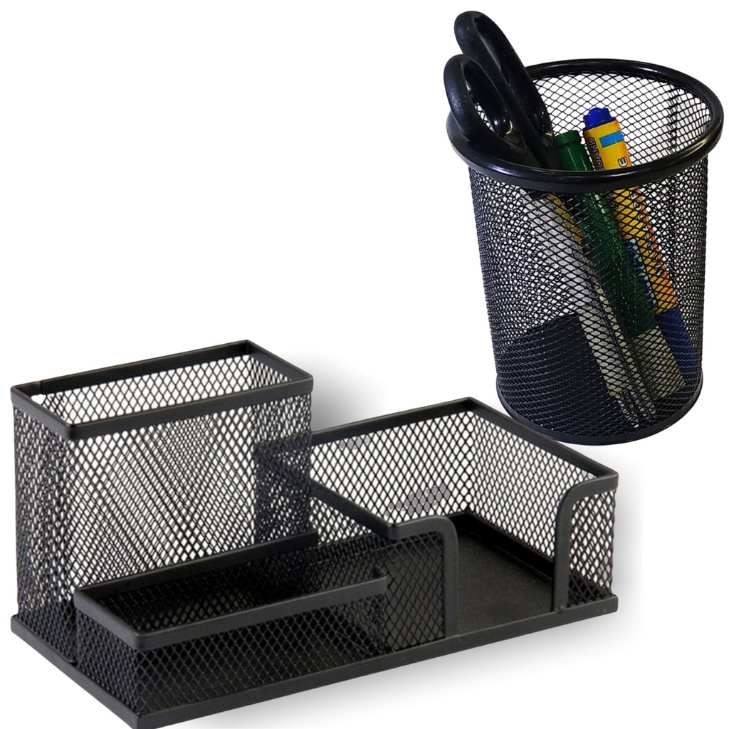 Kit Escritório Organizador Porta Treco Lápis Caneta, Clips e Papel + Organizador Lápis