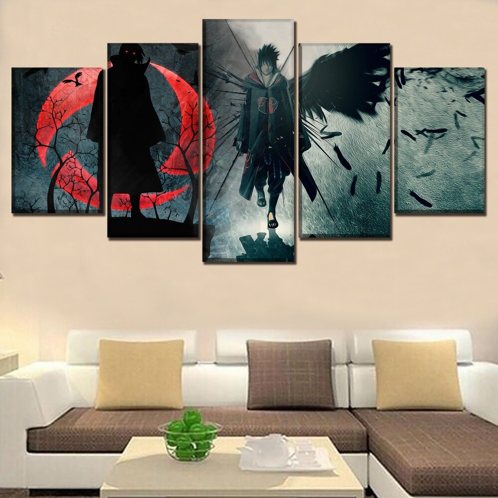 Quadro Decorativo Mosaico 5 peças Anime Naruto Kushina e Minato