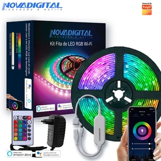 Kit Fita de Led inteligente + IR RGB 5 Metros Wifi Com fonte Compatível Com Alexa e Google home