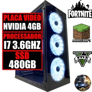 Cpu Computador PC Gamer Completo Barato Intel i7 3.6Ghz / Placa Video GeForce 4GB / SSD 480GB