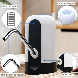 Bomba Elétrica Para Galão Universal Com Carregamento USB Garrafão/Galão De Água Bomba De Água