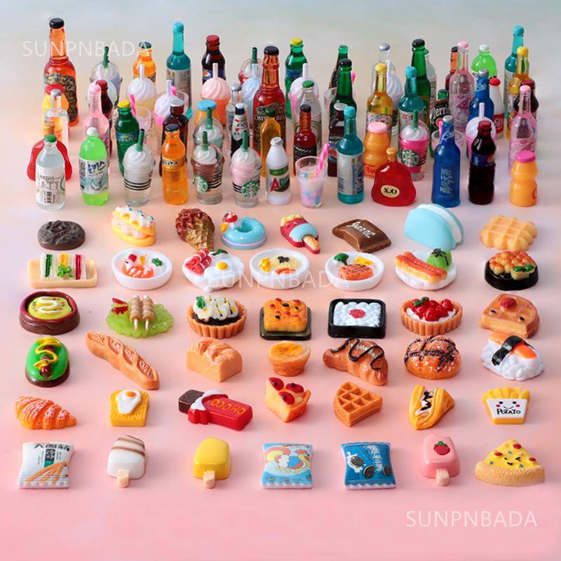 12 DIY Miniaturas de Comidas para Barbie Fácil de Fazer Pizza, Sorvete,  Caneca, Fritas Barbie 