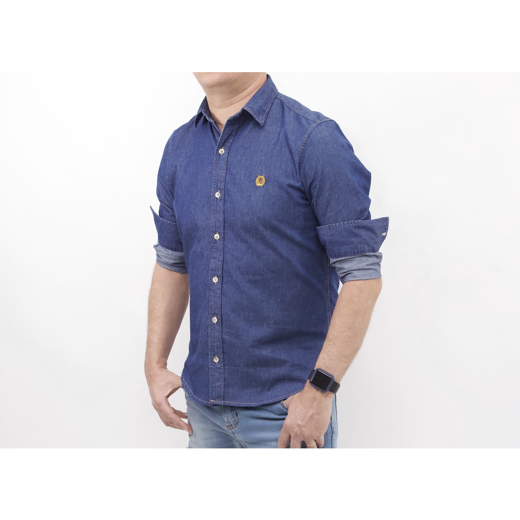 Camisa jeans sale esporte fino