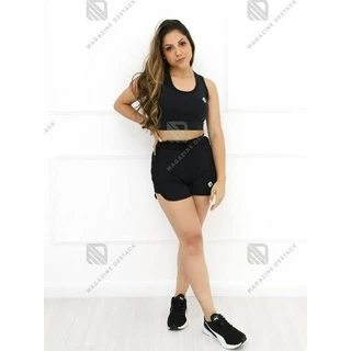 Conjunto fitness Feminino MD para academia, Treino, Corrida, Ciclismo e Esporte (top com bojo removível) P ao GG