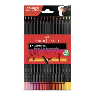 Lápis de Cor FABER-CASTELL SuperSoft Cores Quentes c/ 15 Cores