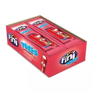 Mini Bala de Gelatina Tubes Morango Doce 17g c/12 - Fini