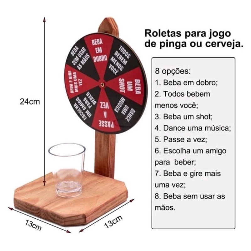 Roleta Desafio Jogo shot Bebida desafio divertido com copo dose