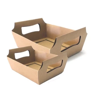Cesta de Papel Cartão Kraft G 27x18,5x9,5cm ASSK - Kafe Embalagens