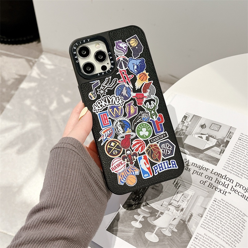 NBA Logo 】 CASETIFY Capa De Couro Para iPhone 14 Pro 13 12 11 MAX