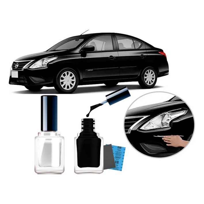 Tinta Tira Risco Automotivo metálico para Nissan Versa Preto Premium