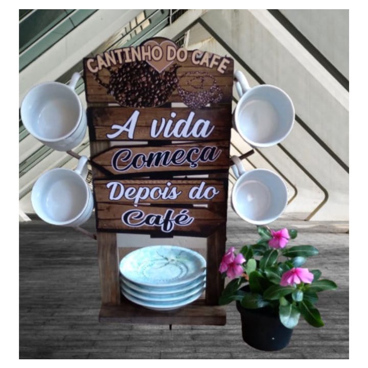 Organizador Para xícara cantinho do café ☕.Fe,Foco,Força, Café Suporte De  Xicara