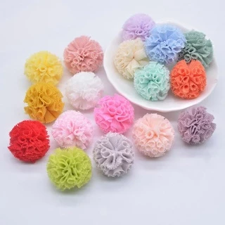 50 Pcs 25mm Elastic Malha Chiffon Bola Para DIY Acessórios Artesanais Roupas Infantis Chapéu Cocar Arco Do Bebê Artesanato Decoração
