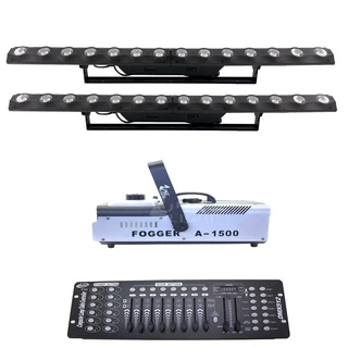 KIT 2 RIBALTA SHOWTECH + DMX 512 + MAQUINA DE FUMA