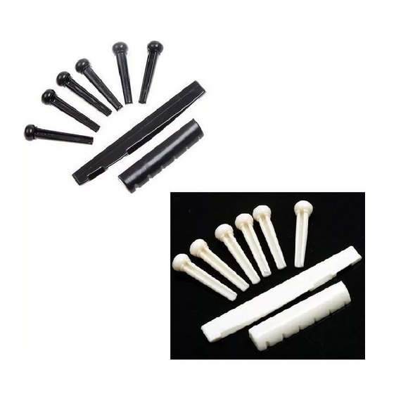 Kit 6 Pinos Rastilho Nut Pestana Violão Pino Branco Ou Preto