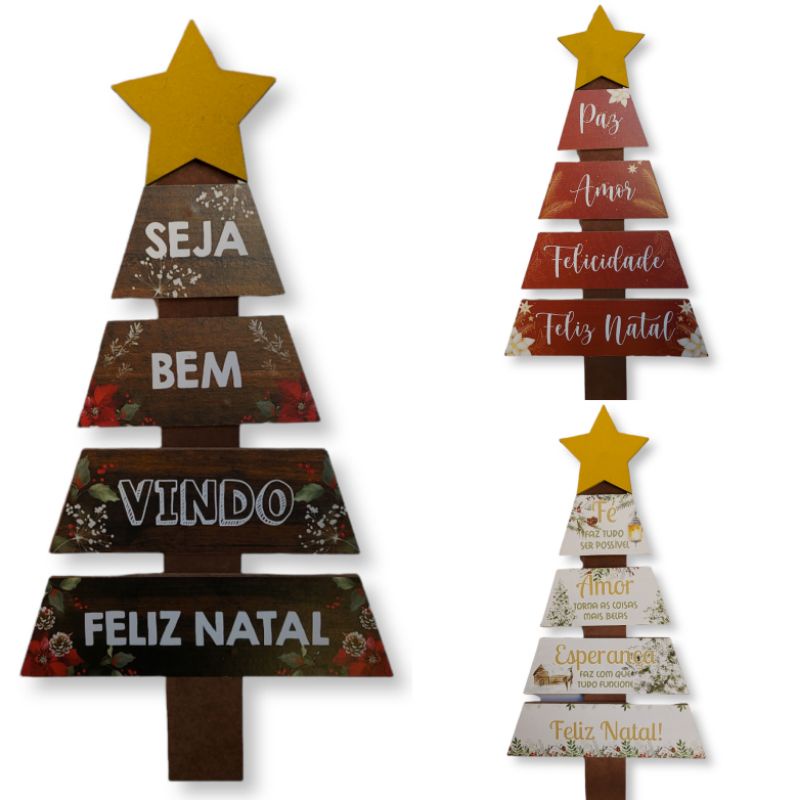 Enfeites de Natal Placa Para Decoração Com Cordão Frase: Ho Ho Ho, Feliz  Natal