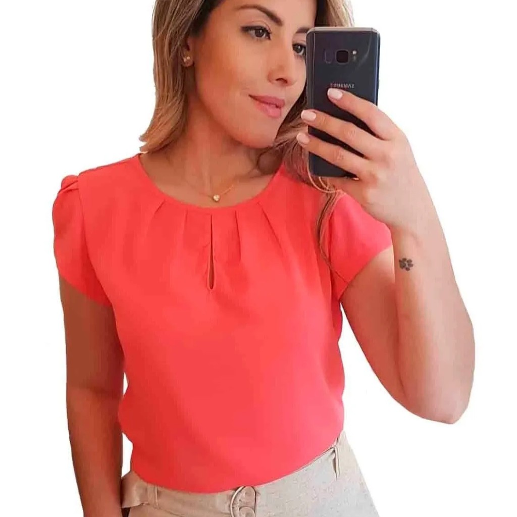 Blusa feminina de viscose best sale manga curta