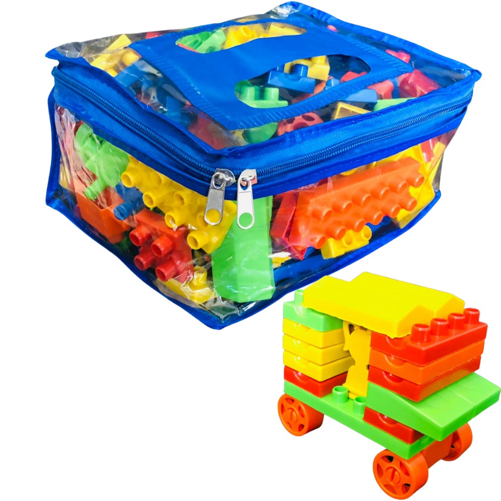 Blocos de Montar Educativos Monta Carrinho Trem Casinha 105 peças ...