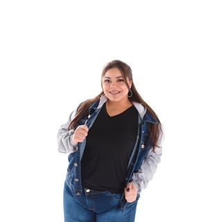 Blusa De Frio Jaqueta Jeans Moletom Plus Size Com touca INVERNO G1 G2 G3