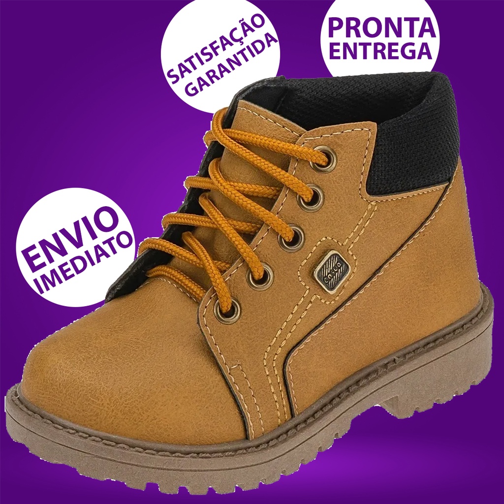 Bota Coturno Infantil Masculina Mostarda Club Happy