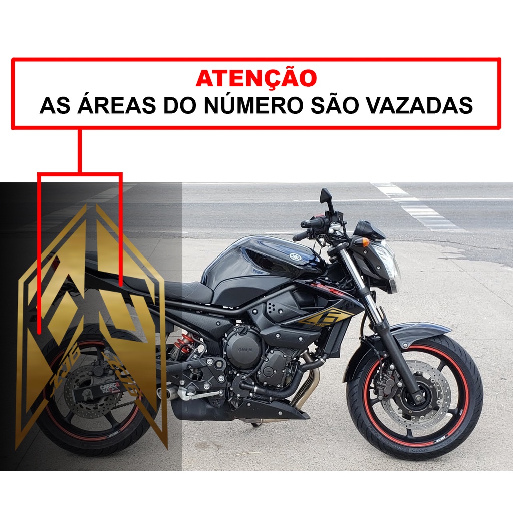 adesivo para carenagem asa lateral xj6 antiga (2008 a 2012)
