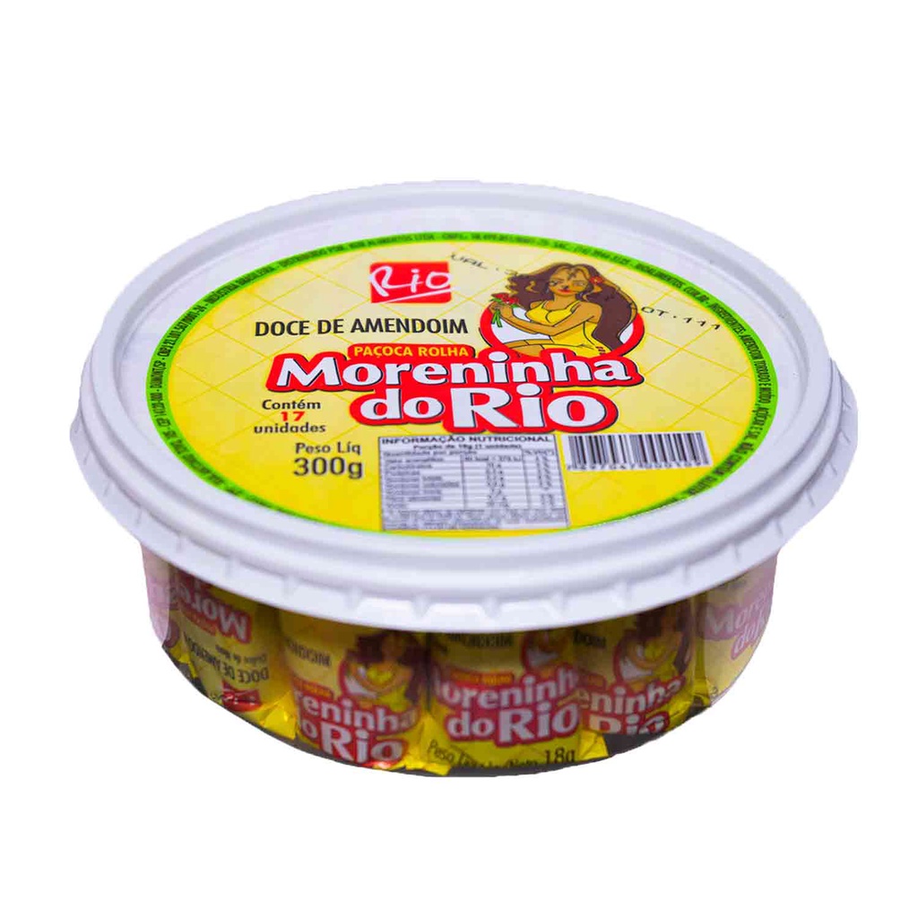 Paçoca Moreninha do Rio Rolha Embrulhada 300g 17 Unidades | Shopee Brasil