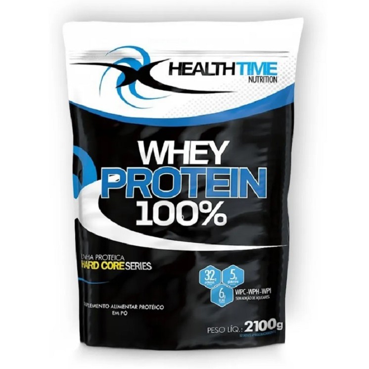 Whey Protein 100% Concentrado Isolado Hidrolisado 2100g (2 Kilos e 100 Gramas) HealthTime Arginina + Alanina 32g Proteína 4g Carbo