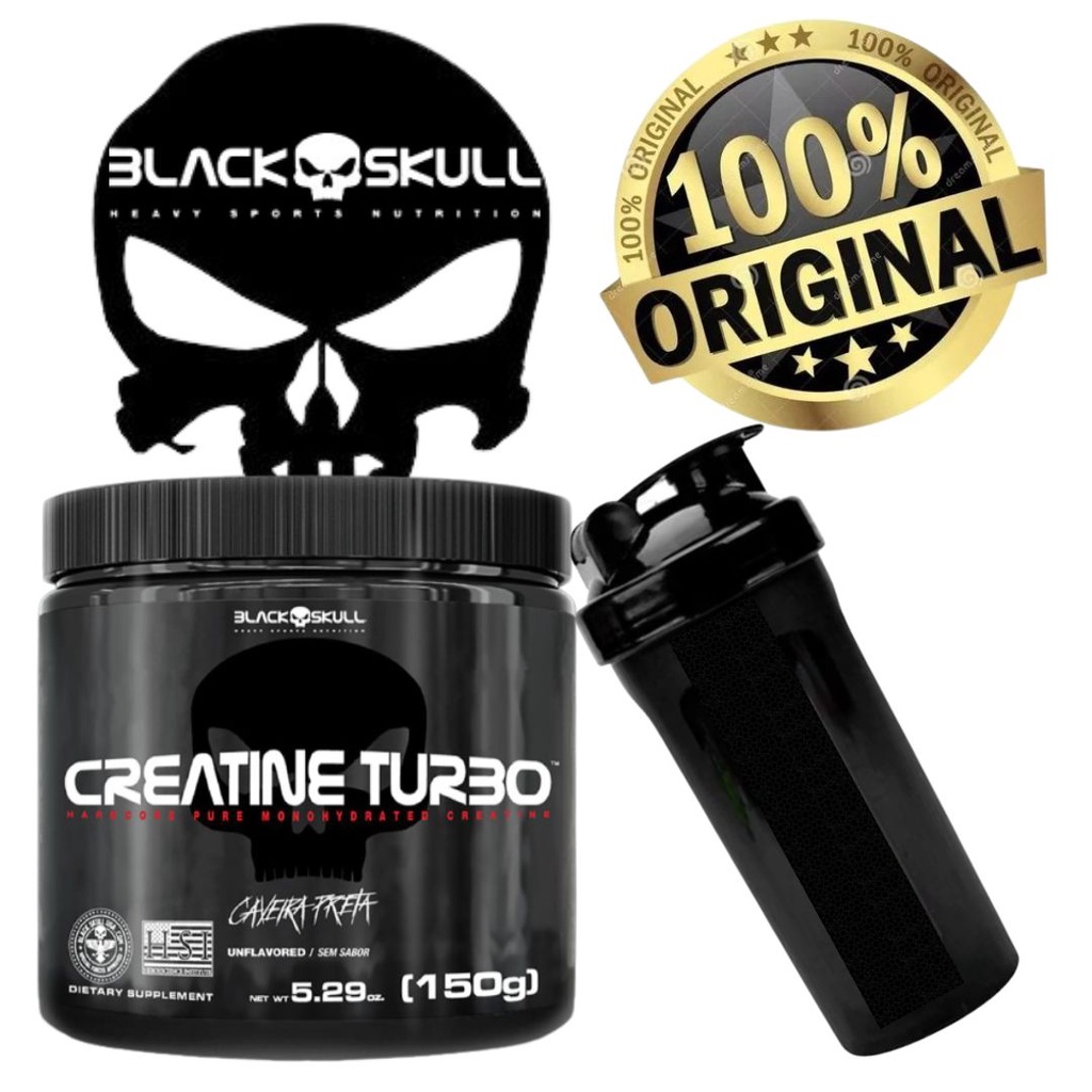 creatina black skull turbo e coqueteleira | Shopee Brasil