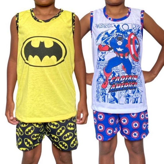 Pijama Infantil Masculino Sublimado Personagens Frases Regata Crianças em Oferta na Shopee