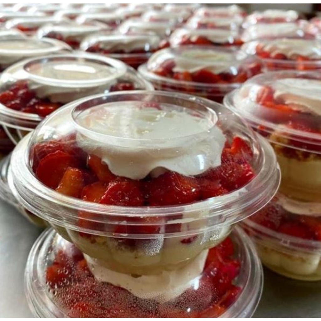 10 Pote Descartável Para Doces e Sobremesas/Salada Com Tampa 250ML ...