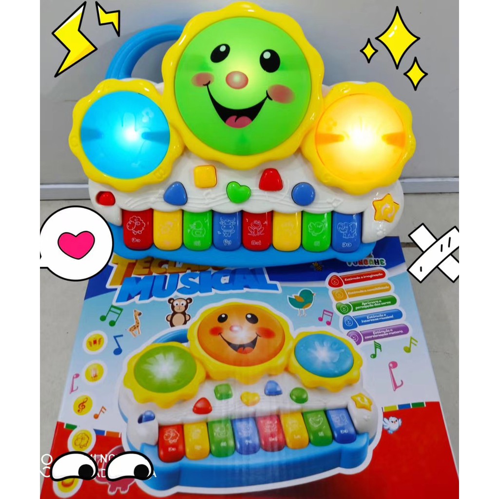 Teclado e Bateria Infantil Eletr nico Musical Drum Keyboard com