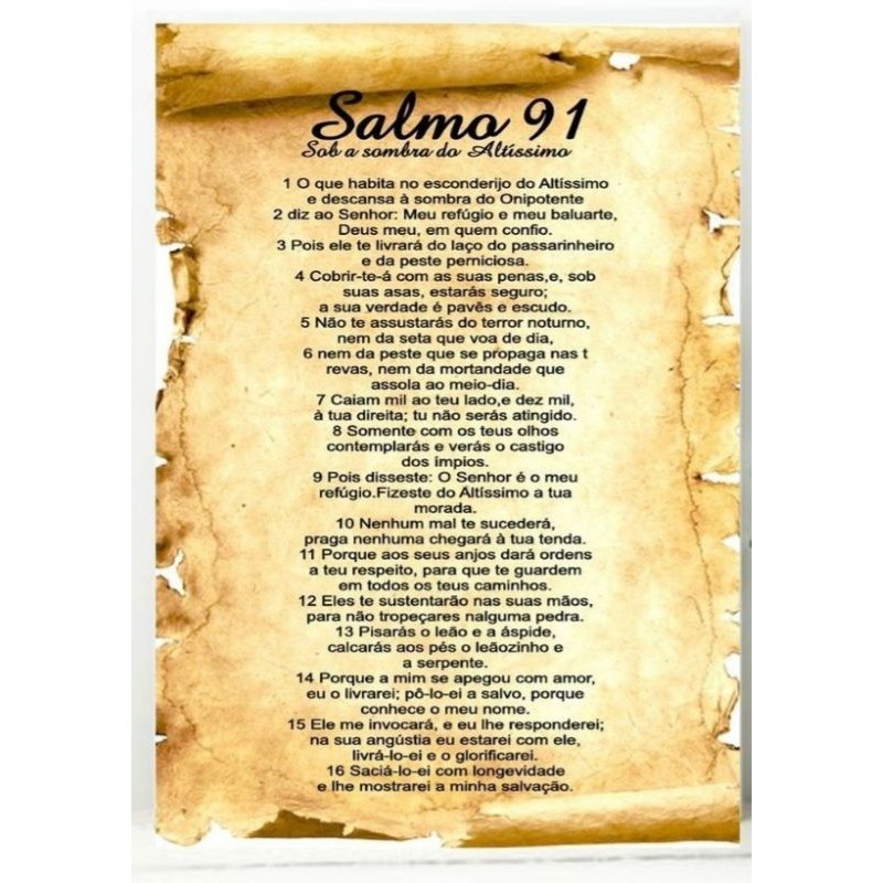 Quadro Decorativo Salmo 91 Frase Religioso