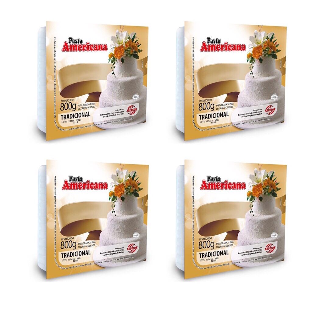 Kit 4 unidades Pasta Americana Tradicional Arcolor 800Gr Ext