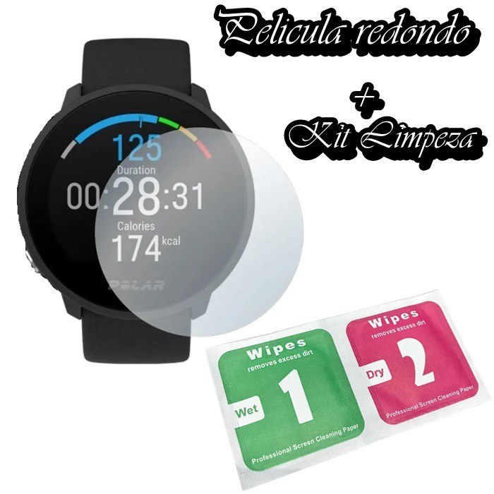 kit com 2 Pel cula Smartwatch Rel gio do modelo redondo TPU de 3 4