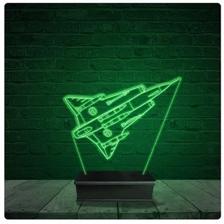 Luminária Abajur Acrílico Led - Avião Guerra Jato