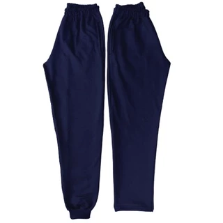 Calça de Moletom flanelada azul marinho com Punhos ou barra reta Unissex