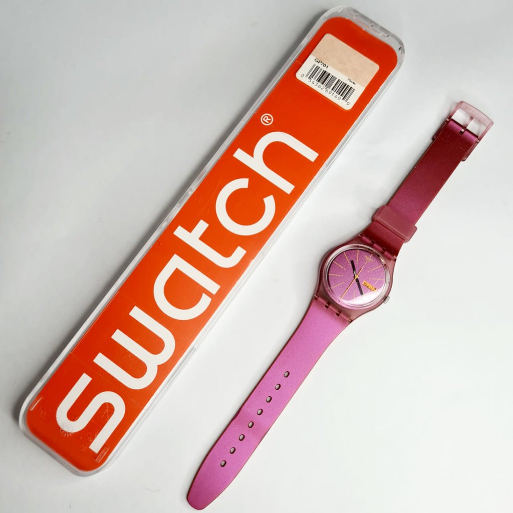 Rel gio Pulso Swatch Club Gp701 Rosa Met lico Importado